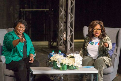 Oprah's message came as she delivered a rousing speech in the Republican-leaning suburbs of Atlanta.