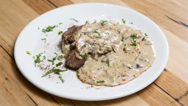 The Shahrouk's roast lamb with mushroom gravy