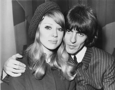 Pattie Boyd and George Harrison just after their wedding day in London January 1966