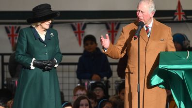 The Prince of Wales and the Duchess of Cornwall at Leicester Market ahead of the unveiling of a commemorative plaque in the new market square