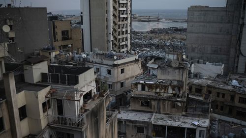 Damaged buildings are seen in a neighbourhood near the site of last week's explosion that hit the seaport of Beirut, Lebanon, Tuesday, Aug. 11, 2020