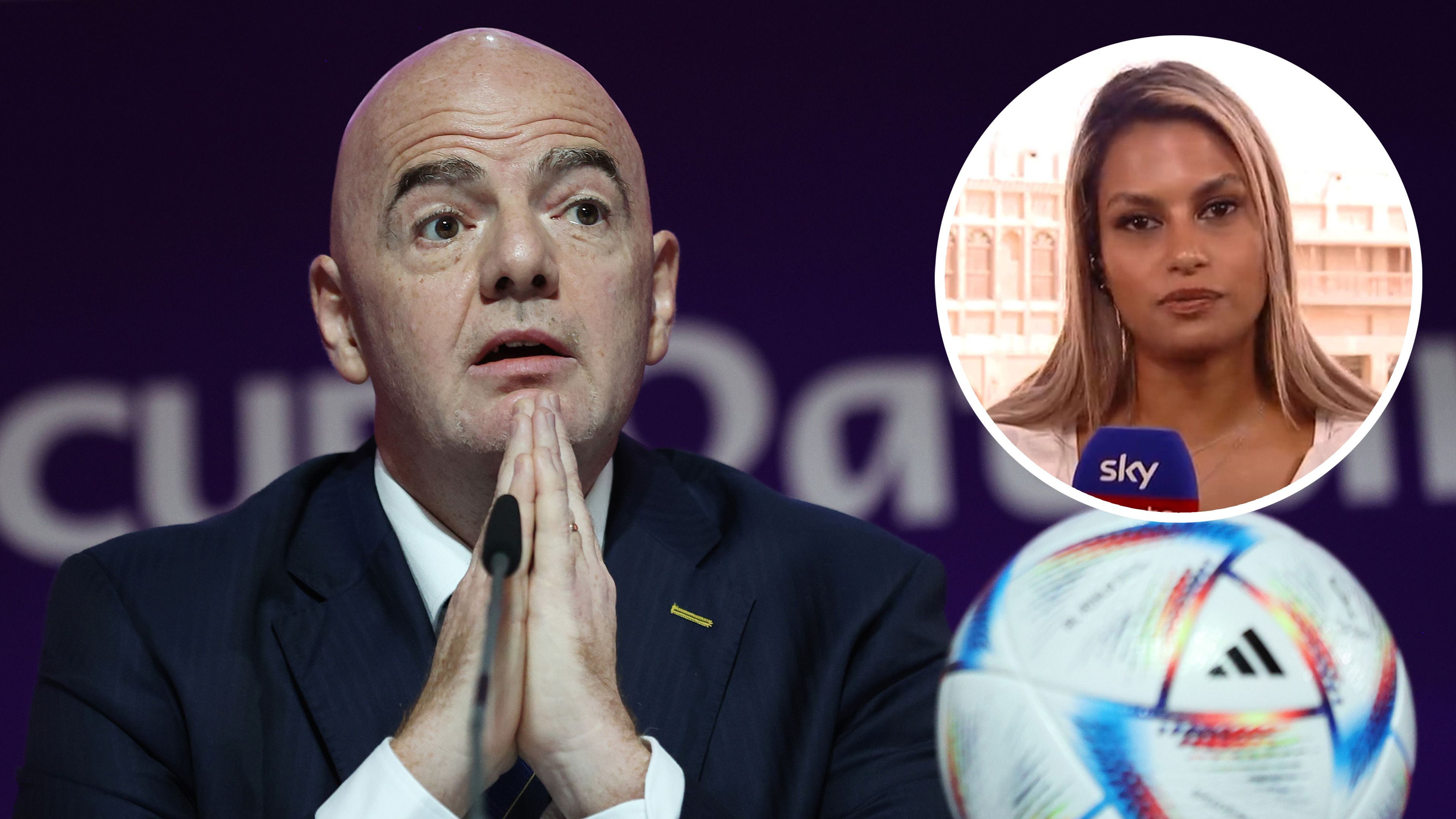 FIFA President Gianni Infantino was grilled by Sky Sports reporter Melissa Reddy for his pre-World Cup speech.