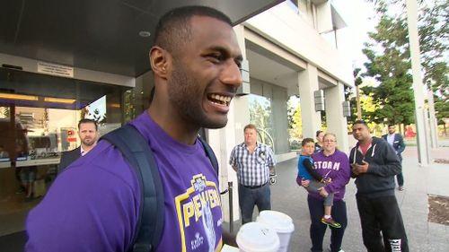 Suliasi Vunivalu was all smiles before getting on the team bus.