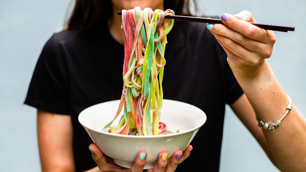 Rainbow noodles for Mardi Gras, by Din Tai Fung and Deliveroo