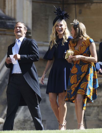 <strong>Photo of Chelsy Davy</strong>, Prince Harry's ex girlfriend in a navy mini dress at the Royal wedding