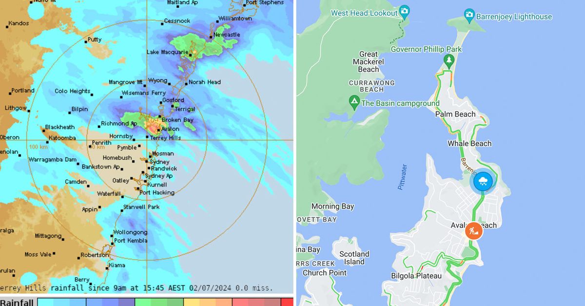 Sydney’s northern beaches cut off by rain dump