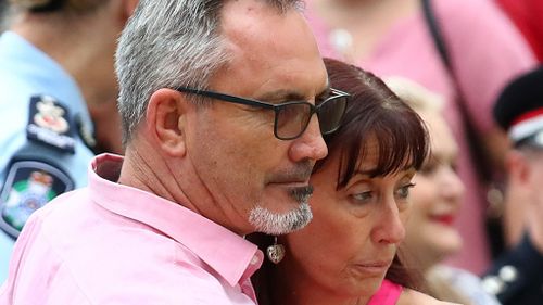 Lloyd and Sue Clarke attend a memorial for their murdered daughter and her three children.