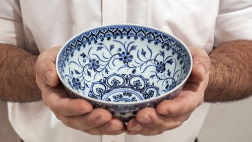 This photo, provided by Sotheby's, in New York, on shows a small porcelain bowl bought for US$35 at a Connecticut yard sale that turned out to be a rare, 15th century Chinese artifact auctioned off for nearly US$722,000 at Sotheby's Auction of Important Chinese Art