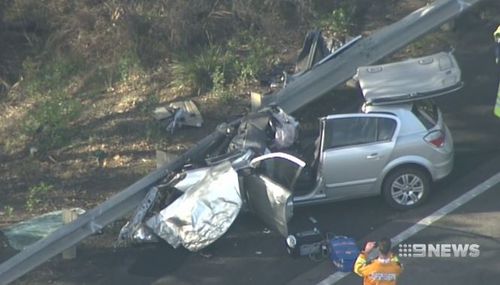 The Holden Astra was destroyed in the crash. (9NEWS)