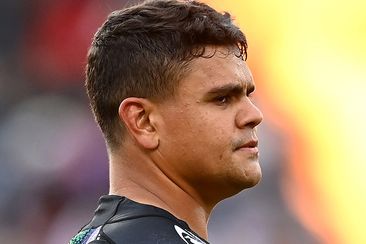 Latrell Mitchell of the Indigenous All Stars looks on during the 2023 NRL All Stars match between Indigenous All Stars and Maori All Stars at Rotorua International Stadium on February 11, 2023 in Rotorua, New Zealand. (Photo by Hannah Peters/Getty Images)