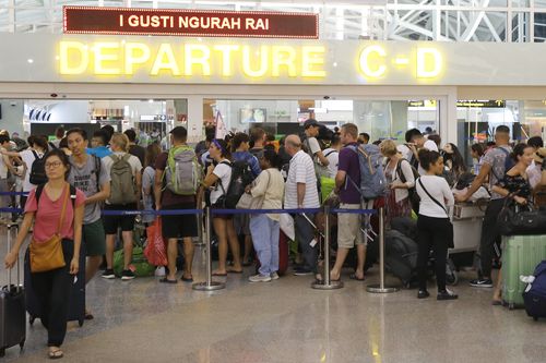 Flights between Sydney, Melbourne, Perth and Bali were delayed or cancelled yesterday due to the eruption. Picture: AAP.