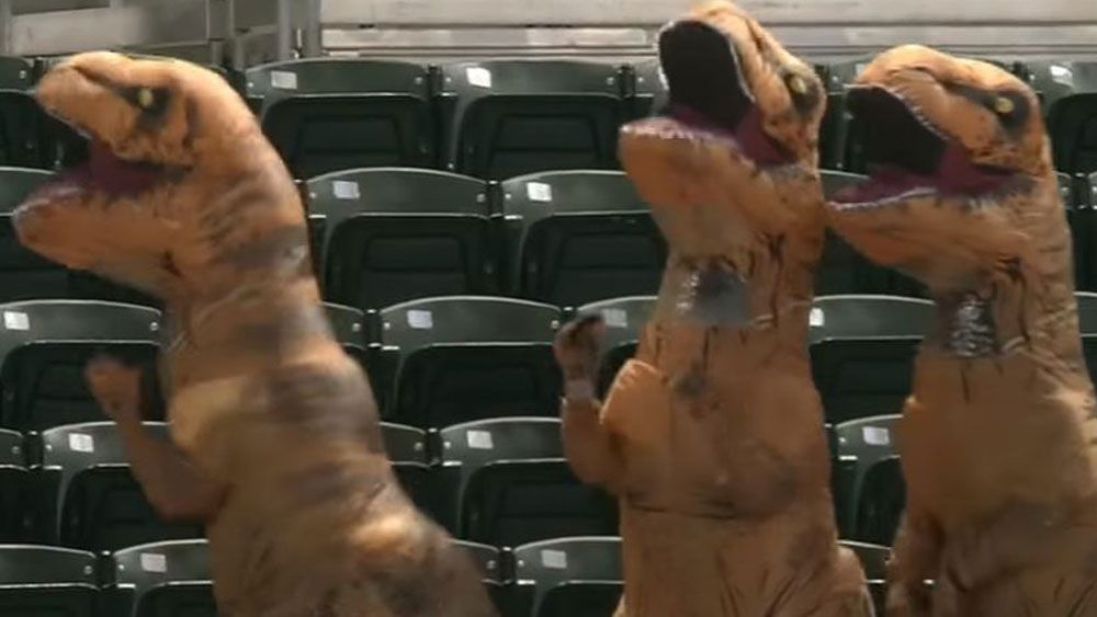 Dinosaur day at the ball park
