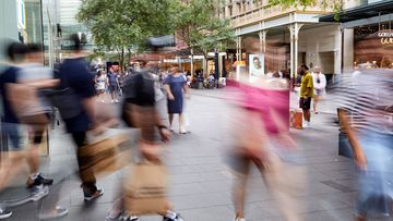 Shoppers at the popular Pitt St Mall in Sydney.