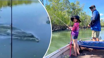 Bradley Jeppesen and daughter Zoey drop lines in NT waters where crocodile numbers have bounced back from near-extinction.