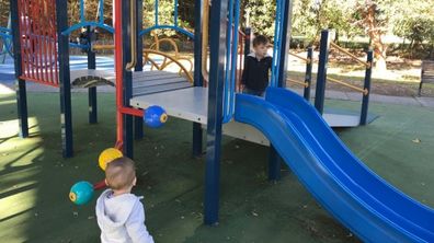 Heidi Krause's sons playing at the park.