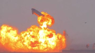 SpaceX rocket explodes after landing.