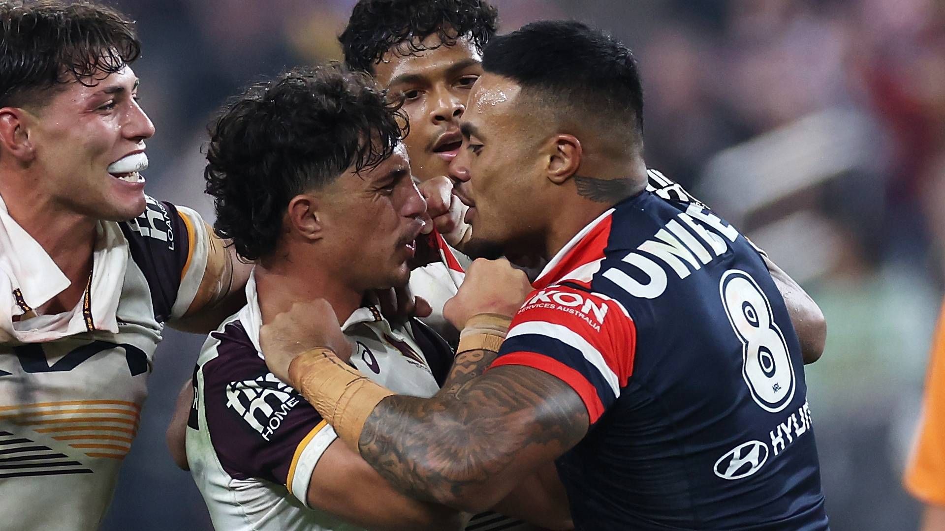 Broncos, Latrell Mitchell respond to Spencer Leniu's apology as Roosters prop pleads guilty over Ezra Mam incident