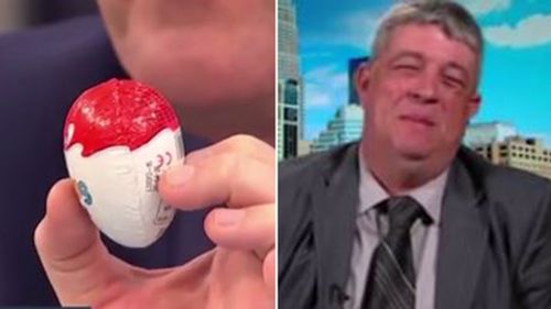 Gun advocate Dan Roberts and the Kinder Surprise egg that made him laugh. (Supplied)