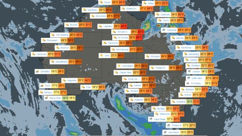 Maximums will be warm across the board today, with Melbourne and Canberra among the hottest cities with maximums above 30C. (Weatherzone)