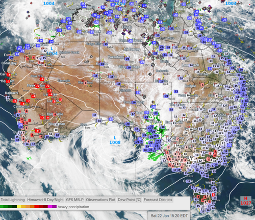 Dew points (a measure of humidity) of more than 20 degrees across SA, higher than in Sydney and Brisbane.