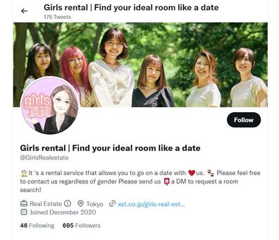 Girls Real Estate in Japan Twitter screenshot Domain