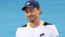 John Millman of Australia reacts in his first round singles match against Feliciano Lopez of Spain 
