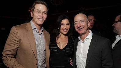 Patrick Whitesell, Lauren Sanchez and Amazon CEO Jeff Bezos attend movie premiere.