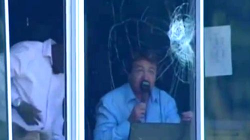 Mitchell Johnson six shatters commentary box in Harare