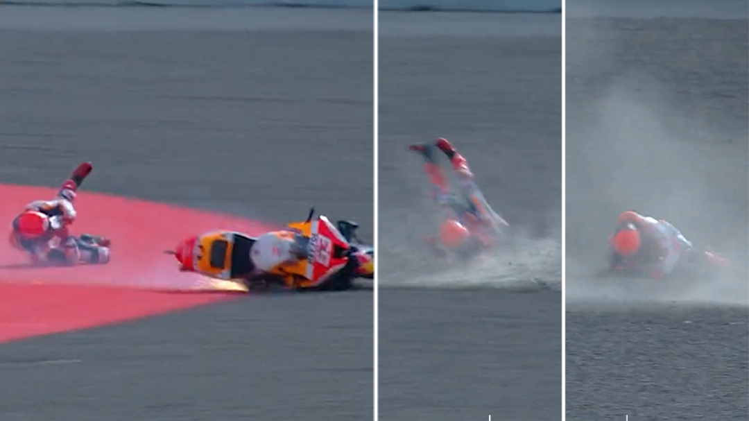 Marc Marquez suffers high speed crash at Indonesian Grand Prix