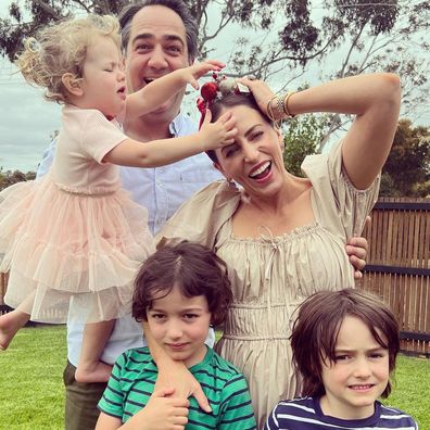 Lisa Wipfli with her husband and three kids.