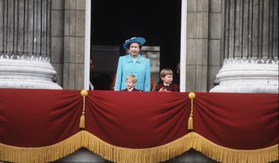 Queen Elizabeth with young Princes William and Harry
