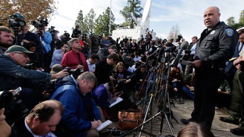 San Bernardino Police Chief Jarrod Burguan at a press conference near the Inland Regional Centre. (AAP)