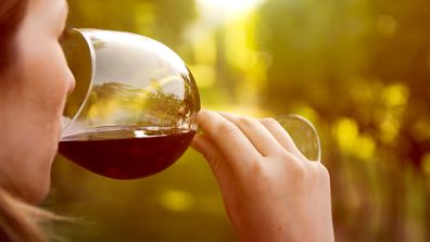 Woman drinking wine