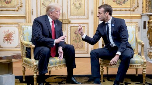 US President Donald Trump and French President Emmanuel Macron meet in France.