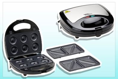 9PR: Davis & Waddell 2-in-1 Electric Non-Stick Jaffle and Donut Maker, Black/Stainless Steel