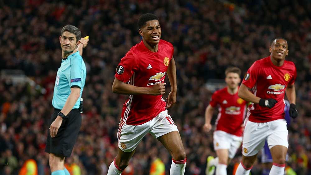 Marcus Rashford scored the winner for Manchester United in the Europa League. (AAP)