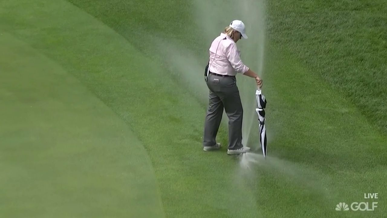 Organisers red-faced as sprinkler douses golfers