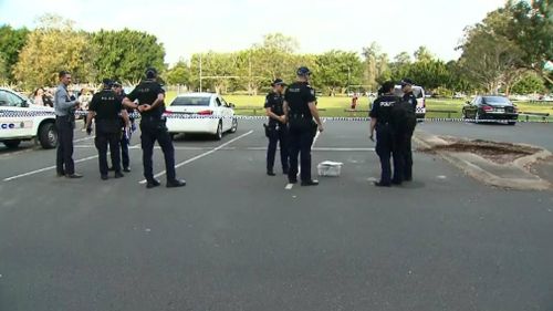 Police at the scene at Firth Park in Mudgeeraba. Picture: 9NEWS