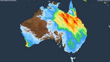 Accumulating precipitation to 10pm AEST Tuesday 4 July, 2023.