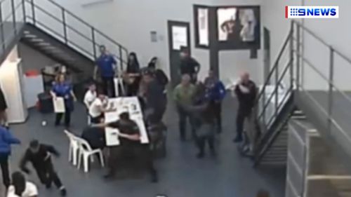 The CCTV was captured inside Barwon Prison on February 13. 