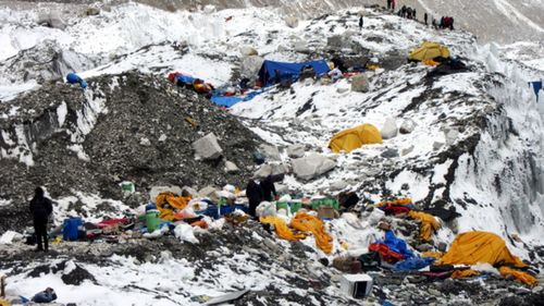 Some of the waste left behind on Everest after the climbing season.