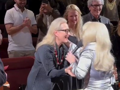 Adele greets Meryl Streep in the crowd at her Las Vegas residency.