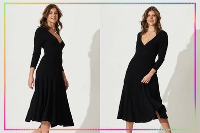 9PR: Geogie Midi Knit Dress In Black