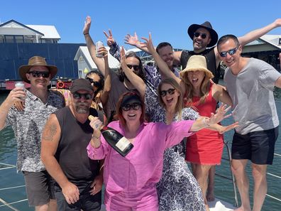 Group of people at Shelly Horton's 'fake' Christmas party.