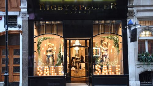 General view of the Rigby &amp; Peller store in Knightsbridge, London. (AAP)