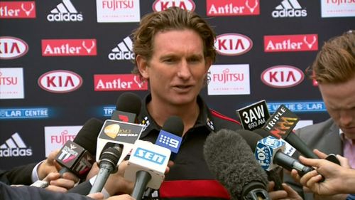 James Hird speaks with the media today. (9NEWS)