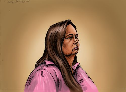A courtroom sketch of Erin Patterson.