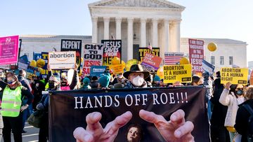 Abortion rights advocates and anti-abortion protesters demonstrate in front of the US Supreme Court, with Roe v. Wade facing its strongest threat in decades