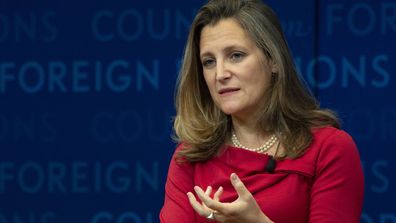 In this Tuesday, Sept. 25, 2018 photo, Canadian Foreign Affairs Minister Chrystia Freeland participates in a discussion at the Council on Foreign Relations in New York