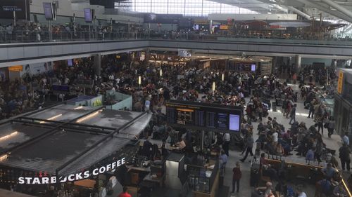 A global IT failure forced British Airways to cancel all flights from London's Heathrow and Gatwick airports today. (AAP)